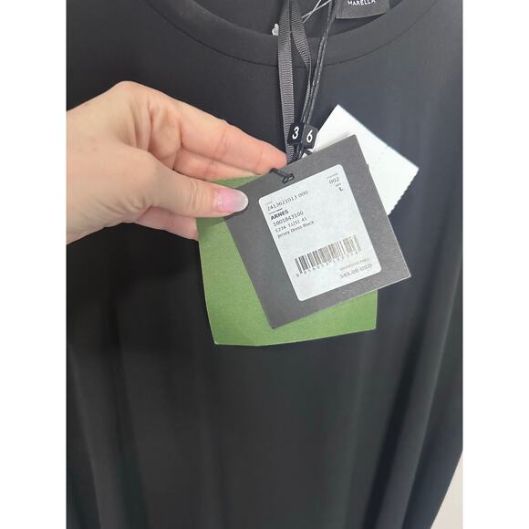 Marella Art.365 Arnes Draped Buckle-Embellished Mini Dress Black Size Large - Picture 5 of 7